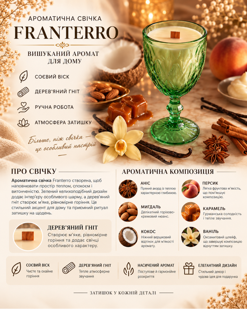 Ароматична свічка Franterro Tulip Vanilla Spicy 250 г (FRN-1078)