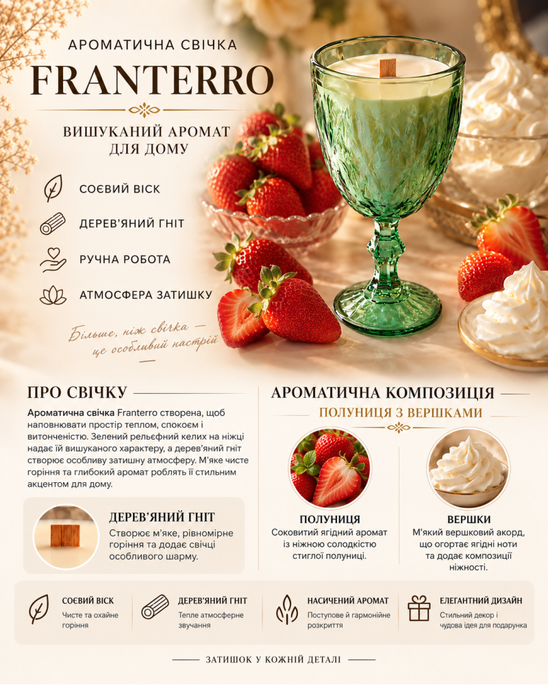 Ароматична свічка Franterro Tulip Strawberries & Cream 250 г (FRN-1079)