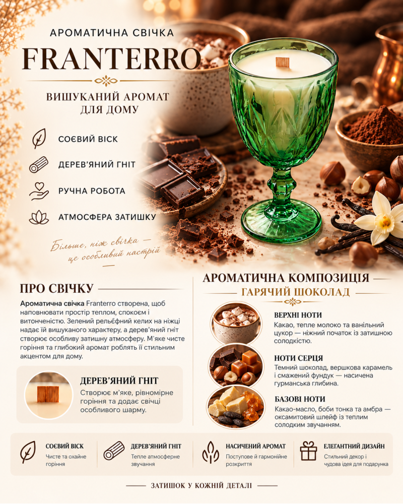 Ароматична свічка Franterro Tulip Hot Chocolate 250 г (FRN-1080)