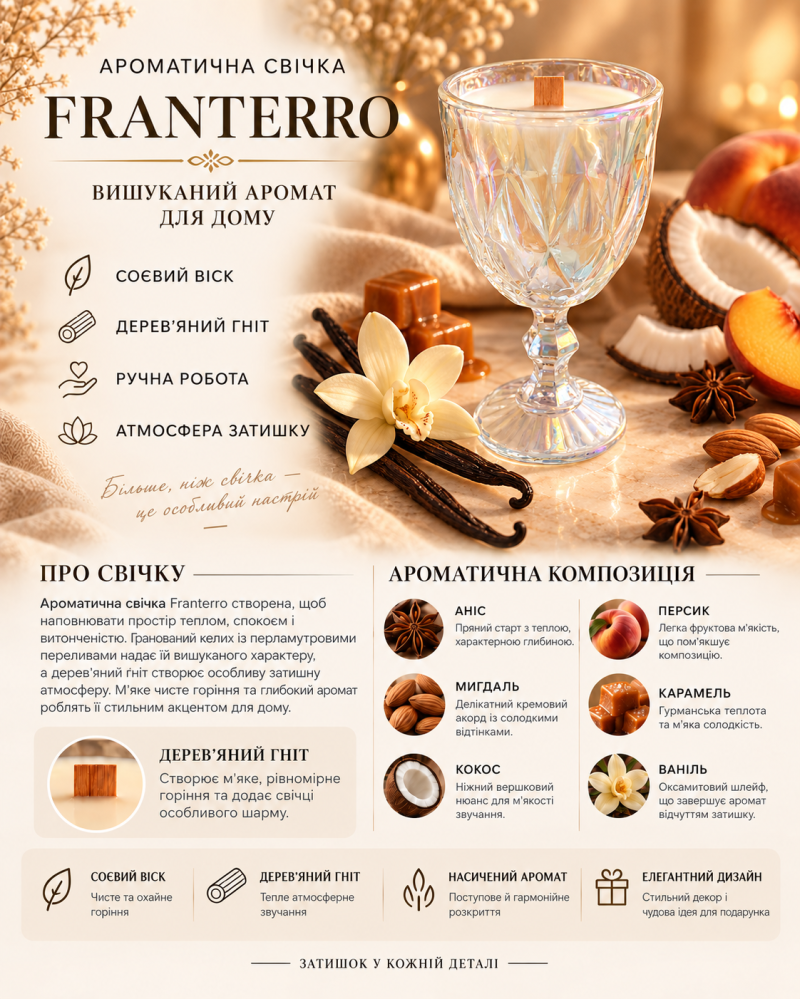 Ароматична свічка Franterro Gem Vanilla Spicy 250 г (FRN-1086)