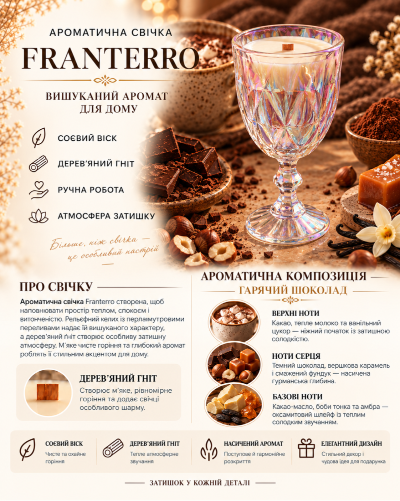 Ароматична свічка Franterro Gem Hot Chocolate 250 г (FRN-1088)