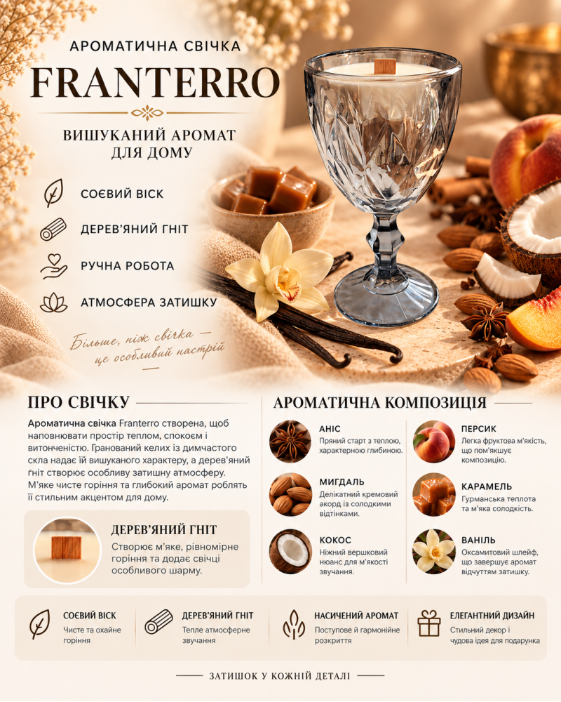 Ароматична свічка Franterro Goblet Vanilla Spicy 250 г (FRN-1090)