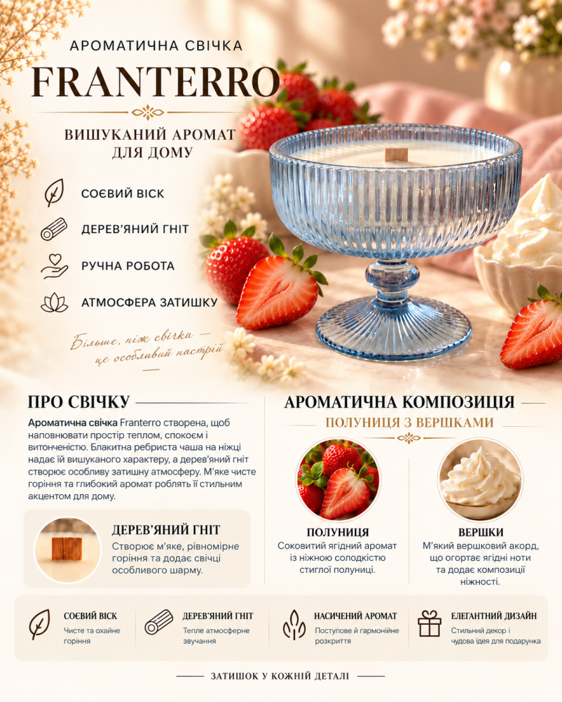 Ароматична свічка Franterro Chalice Strawberries & Cream 250 г (FRN-1099)