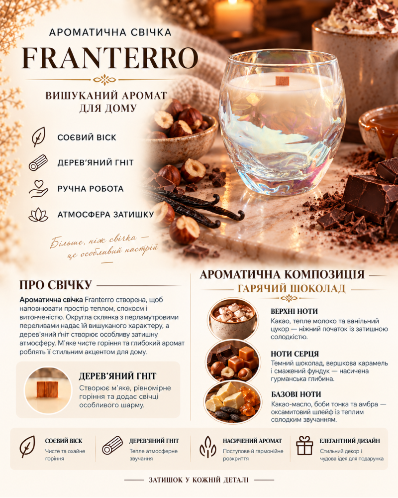 Ароматична свічка Franterro Facet Hot Chocolate 300 г (FRN-1104)