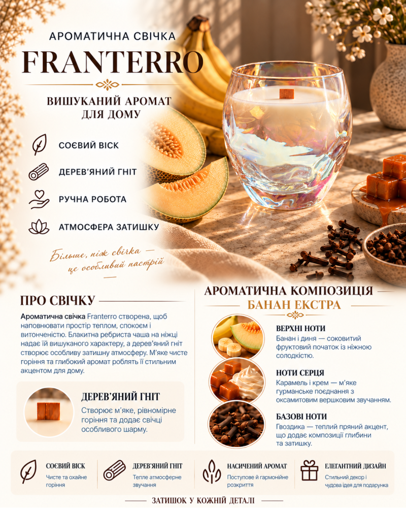 Ароматична свічка Franterro Facet Banana Extra 300 г (FRN-1105)