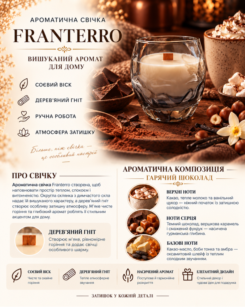 Ароматична свічка Franterro Pebble Hot Chocolate 300 г (FRN-1108)
