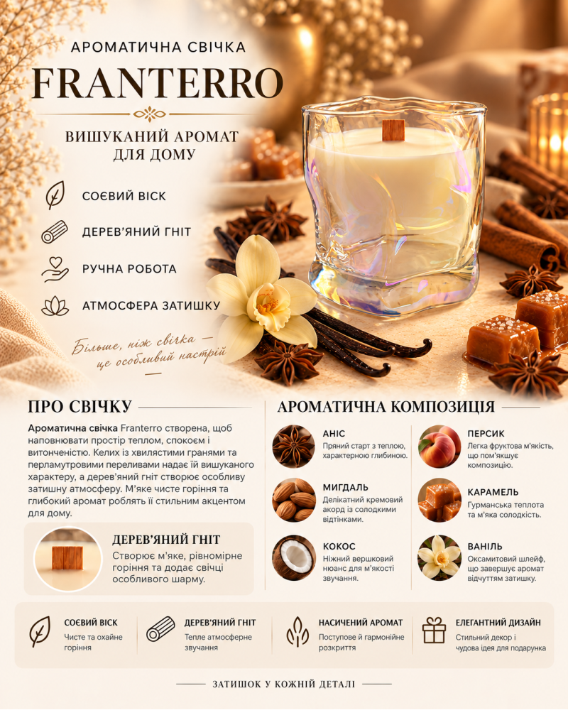 Ароматична свічка Franterro Wave Vanilla Spicy 250 г (FRN-1110)