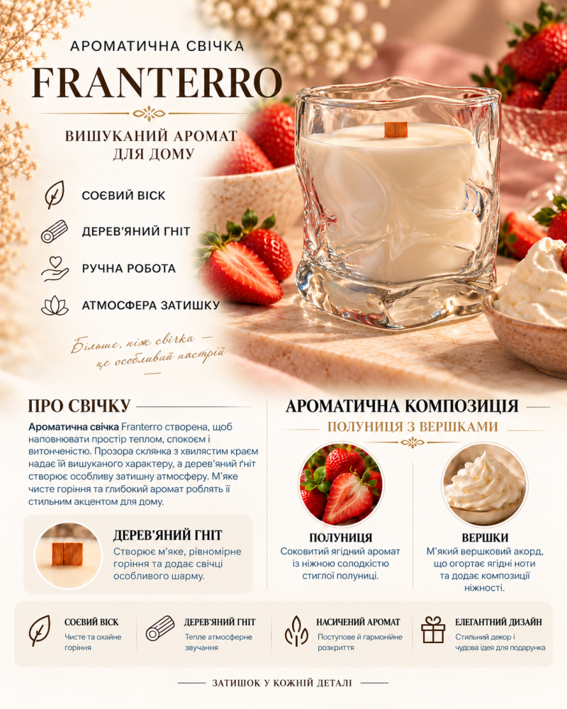 Ароматична свічка Franterro Wave Strawberries & Cream 250 г (FRN-1111)