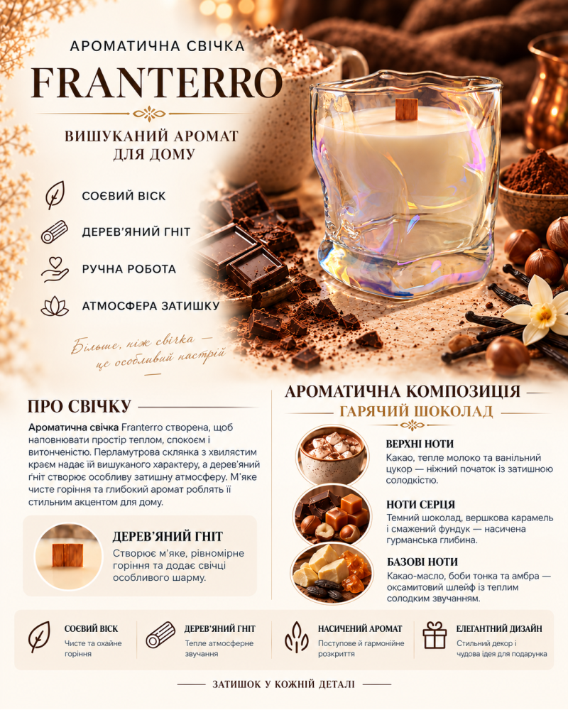 Ароматична свічка Franterro Wave Hot Chocolate 250 г (FRN-1112)
