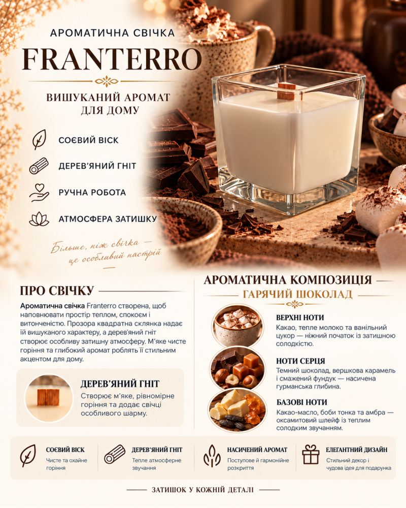 Ароматична свічка Franterro Prism Hot Chocolate 280 г (FRN-1116)