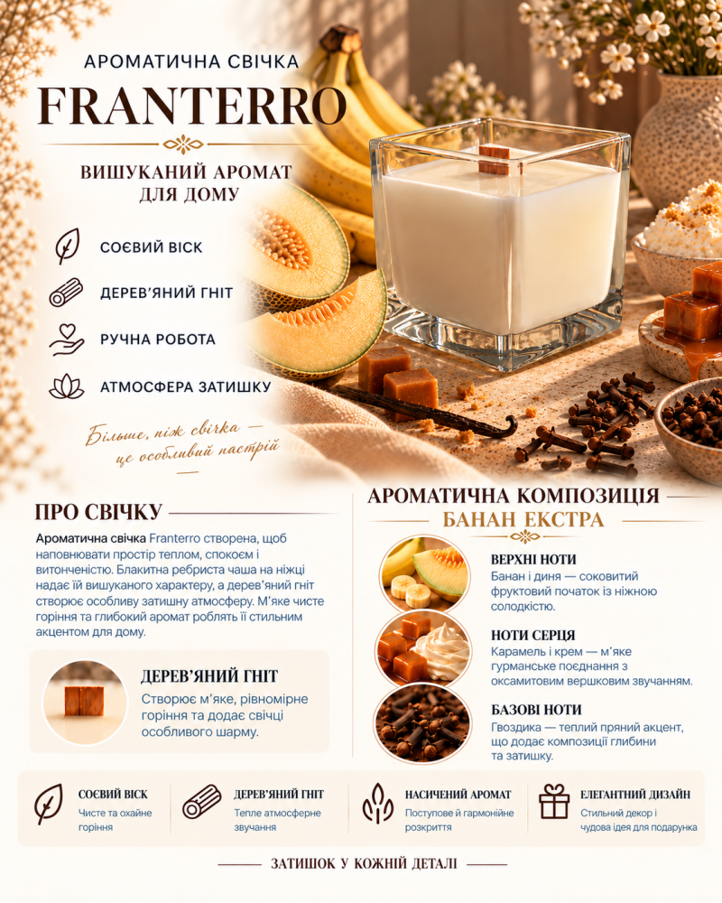 Ароматична свічка Franterro Prism Banana Extra 280 г (FRN-1117)