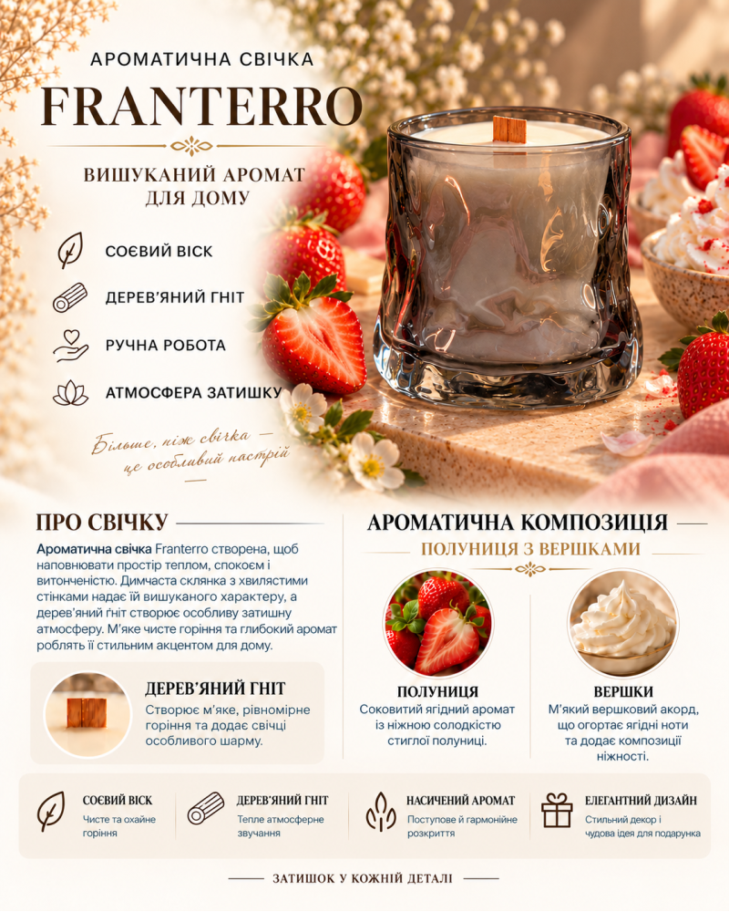 Ароматична свічка Franterro Ripple Strawberries & Cream 150 г (FRN-1119)