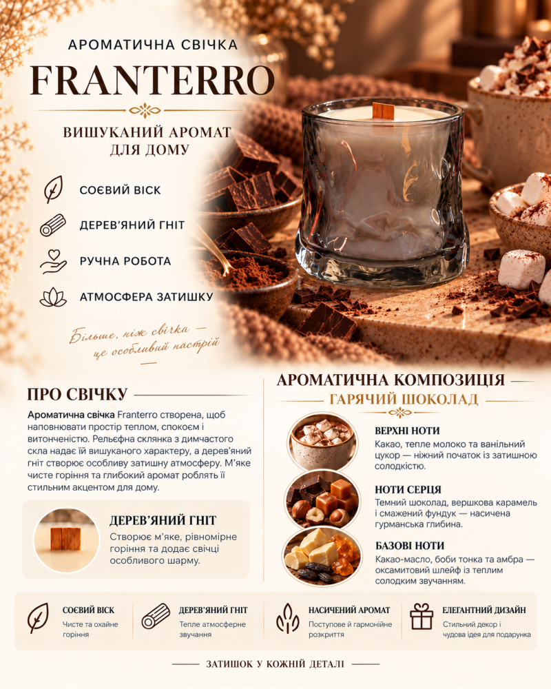 Ароматична свічка Franterro Ripple Hot Chocolate 150 г (FRN-1120)