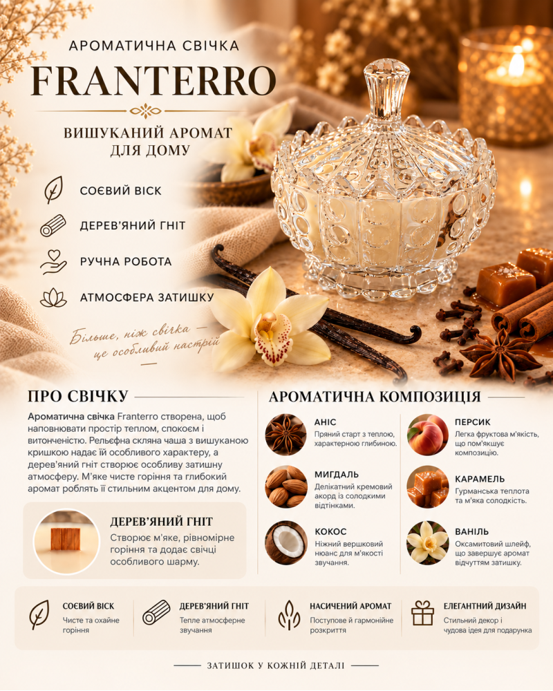 Ароматична свічка Franterro Crown Vanilla Spicy 220 г (FRN-1122)