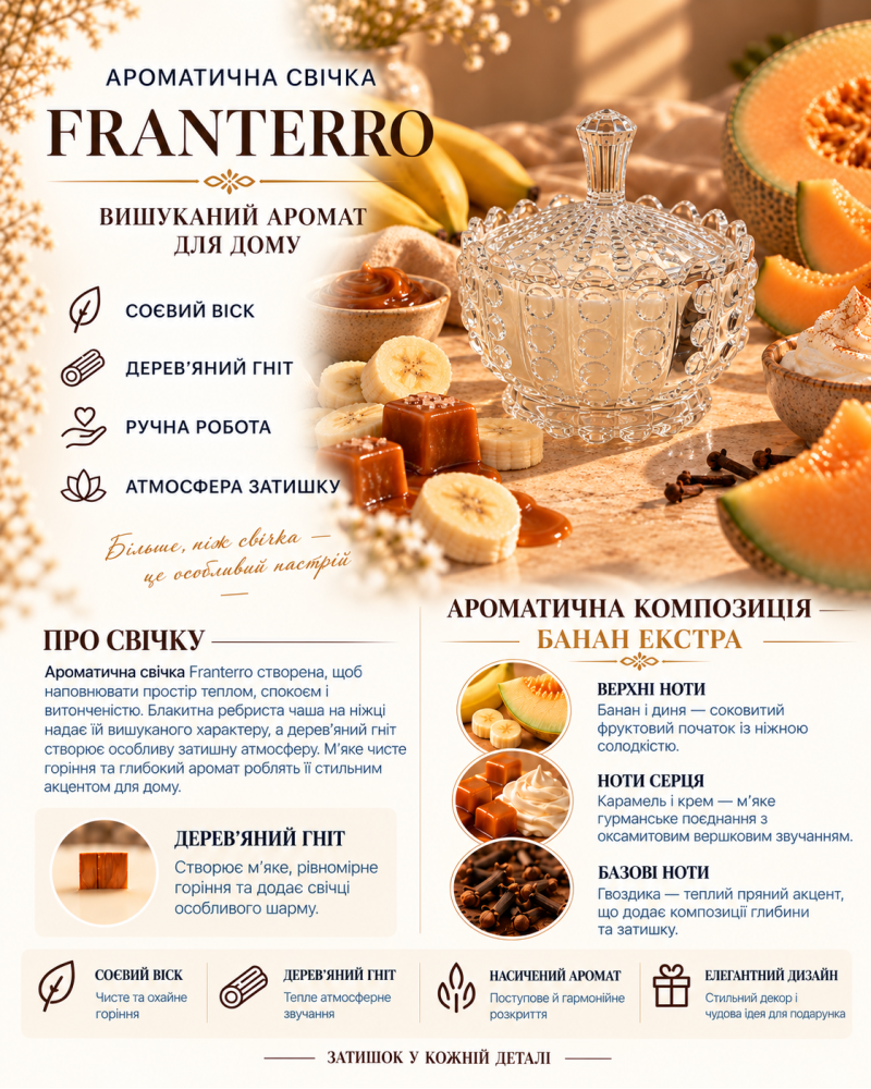 Ароматична свічка Franterro Crown Banana Extra 220 г (FRN-1125)