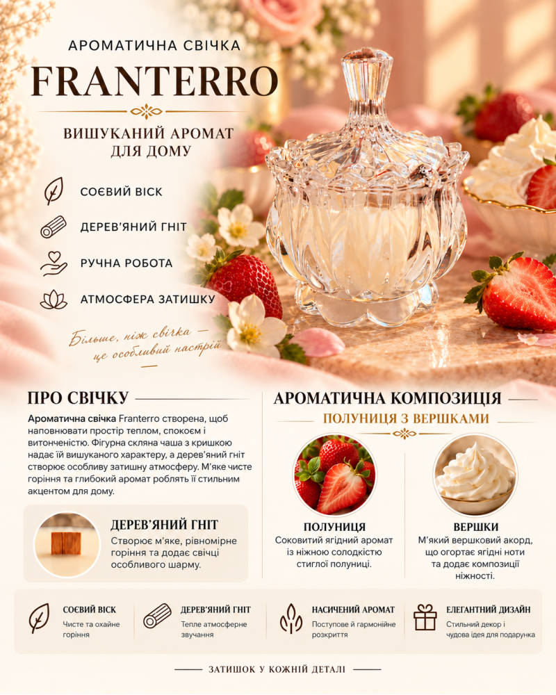Ароматична свічка Franterro Lotus Strawberries & Cream 120 г (FRN-1127)