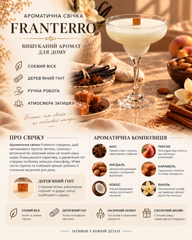 Ароматична свічка Franterro Grace Vanilla Spicy 220 г (FRN-1130)