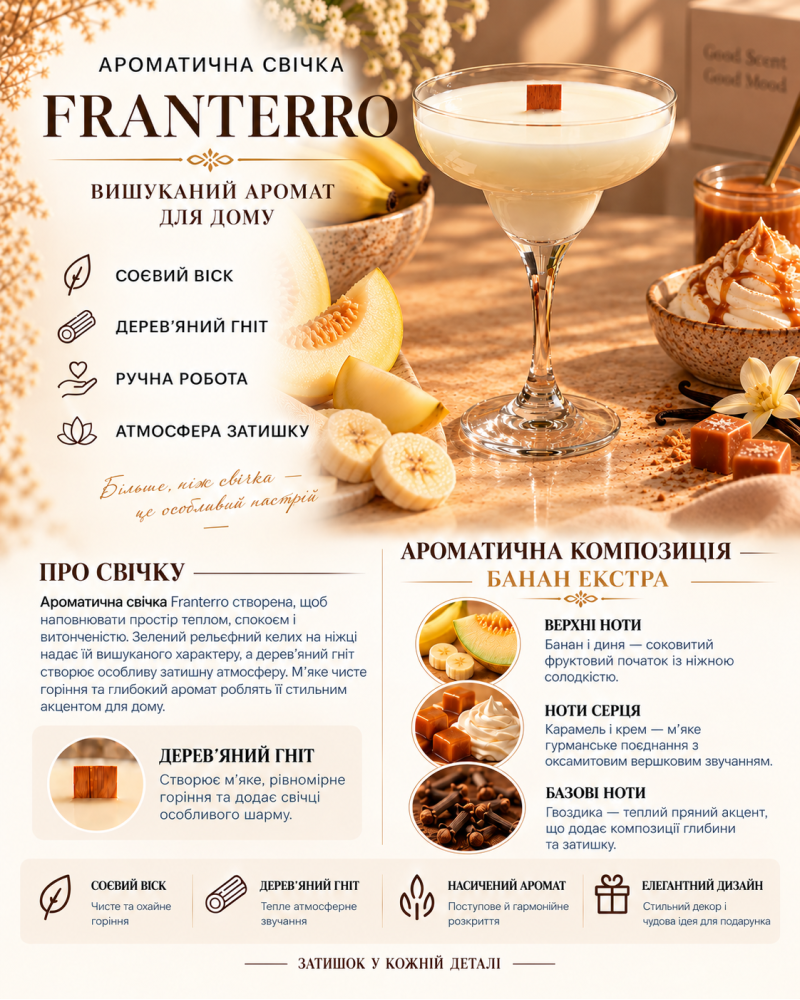Ароматична свічка Franterro Grace Banana Extra 220 г (FRN-1133)