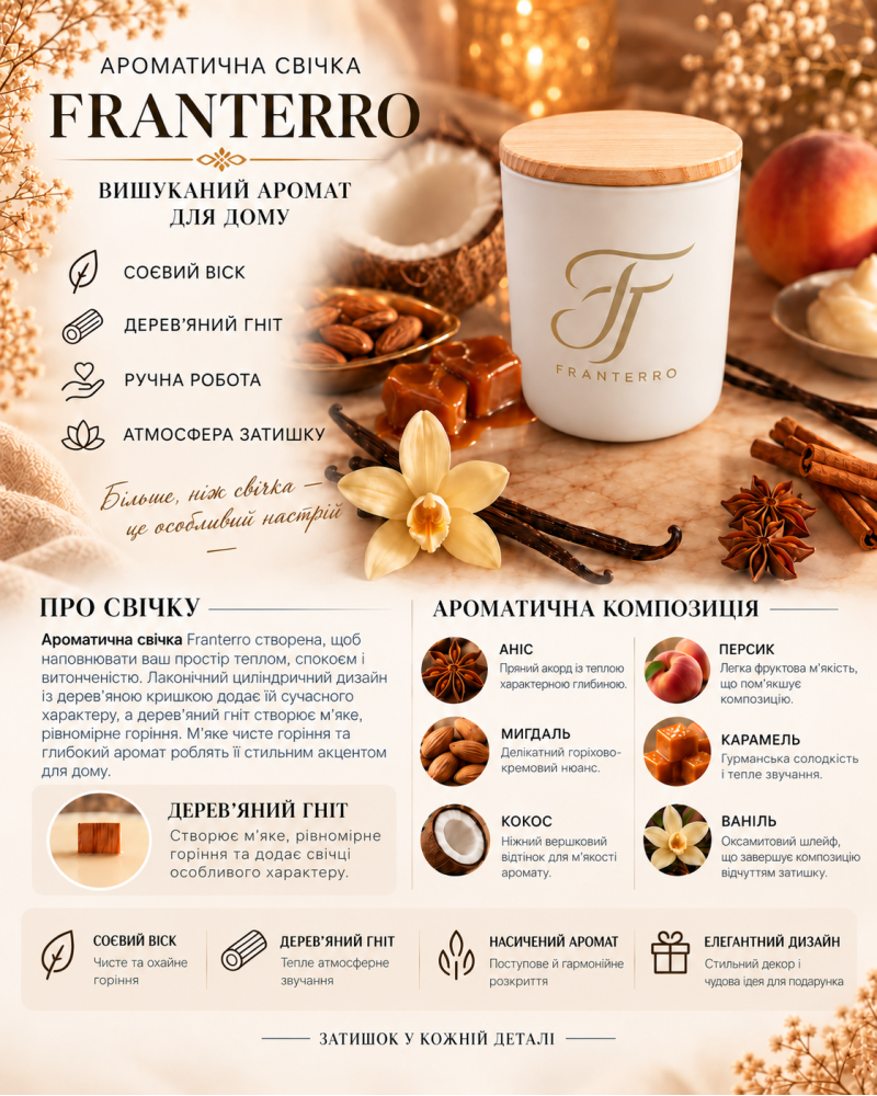 Ароматична свічка Franterro Pearl Vanilla Spicy 200 г (FRN-1140)