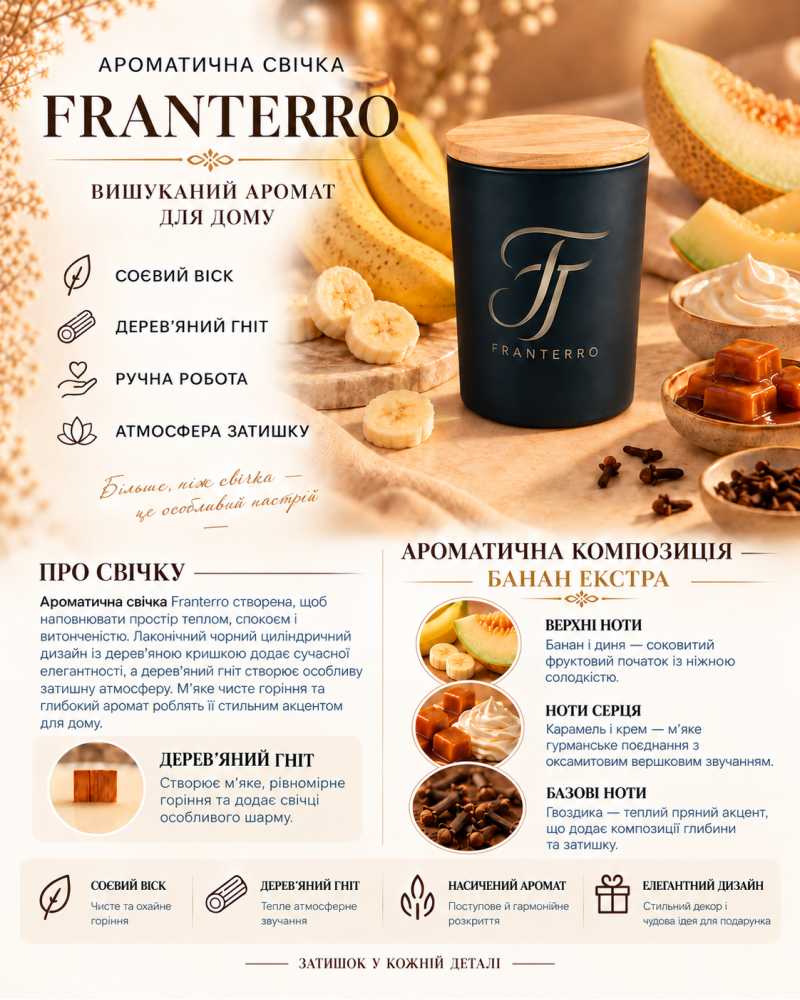 Ароматична свічка Franterro Onyx Banana Extra 200 г (FRN-1147)